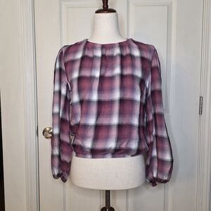 Cloth and Stone Anthropologie Pink & White Plaid Long Sleeve